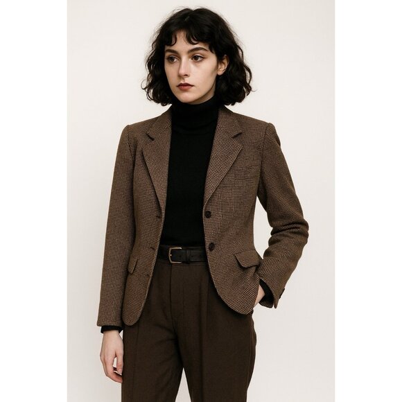 Worthington Jackets & Blazers - Womens Vintage 70s wool tweed Worthington brown plaid academia Blazer